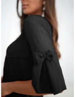 Sukienki - Elegancka sukienka z tiulowymi rękawami MERIEL - czarna - miniaturka - grafika 1