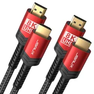 Kable - JSAUX Kabel HDMI 8K 3m, 2 sztuki, 48 Gb/s, Highspeed HDMI - Czerwony - miniaturka - grafika 1