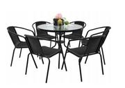 Meble ogrodowe - Zestaw ogrodowy kawowy na taras dla 6 osób stół fi90 i krzesła czarny - miniaturka - grafika 1