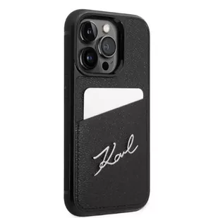 Karl Lagerfeld Etui KLHCP14XCSSK do iPhone 14 Pro Max 6,7" hardcase Signature Logo Cardslot czarny/black - Etui i futerały do telefonów - miniaturka - grafika 2