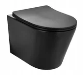 Miski WC - MISKA WC PODWIESZANA TOALETOWA RIMLESS BEZKOŁNIERZOWA NEO DESKA CZARNA - miniaturka - grafika 1
