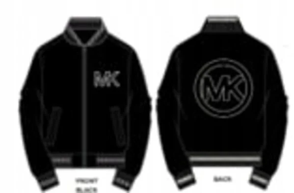 MICHAEL KORS KURTKA DAMSKA BOMBER NA ZAMEK Z WEŁNĄ DO BIODER CZARNA M QAA*