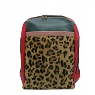 Torebki damskie - Plecak skórzany ze skrawków oryginalny pojemny kieszenie mieści A4 OLIVKA - miniaturka - grafika 1