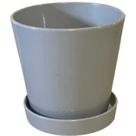Donice - Doniczka Stożek z podstawką 19 cm ceramiczna szara - miniaturka - grafika 1