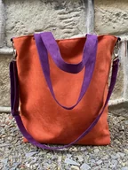 Torebki damskie - Torba hobo XXL - pomarańcz, fiolet - miniaturka - grafika 1