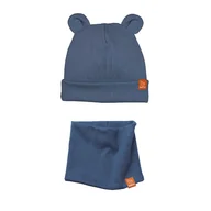 Czapki dla dzieci - Komplet Czapka MISIACZKA z kominem - niebieski - miniaturka - grafika 1