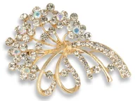 Broszki - Broszka Damska Złota Bukiet Z Cyrkoniami - miniaturka - grafika 1