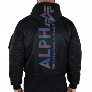 Kurtka Alpha Industries MA-1 ZH Back Print 128113 637 - Czarna / Rainbow Reflective M - Odzież taktyczna i umundurowanie - miniaturka - grafika 1