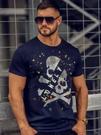 Koszulki męskie - Granatowy T-shirt męski z nadrukiem Denley Y70008A - miniaturka - grafika 1