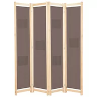 Parawany - vidaXL Parawan 4-panelowy, brązowy, 160x170x4 cm, tkanina vidaXL - miniaturka - grafika 1