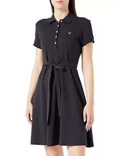 GANT Damska sukienka polo do sukienki, czarna, standardowa, czarny, S - Sukienki - miniaturka - grafika 1