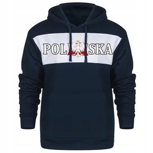 BLUZA MESKA Z KAPTUREM KANGURKA Z NADRUKIEM POLSKA FLAGA DLA KIBICA L - Bluzy męskie - miniaturka - grafika 1