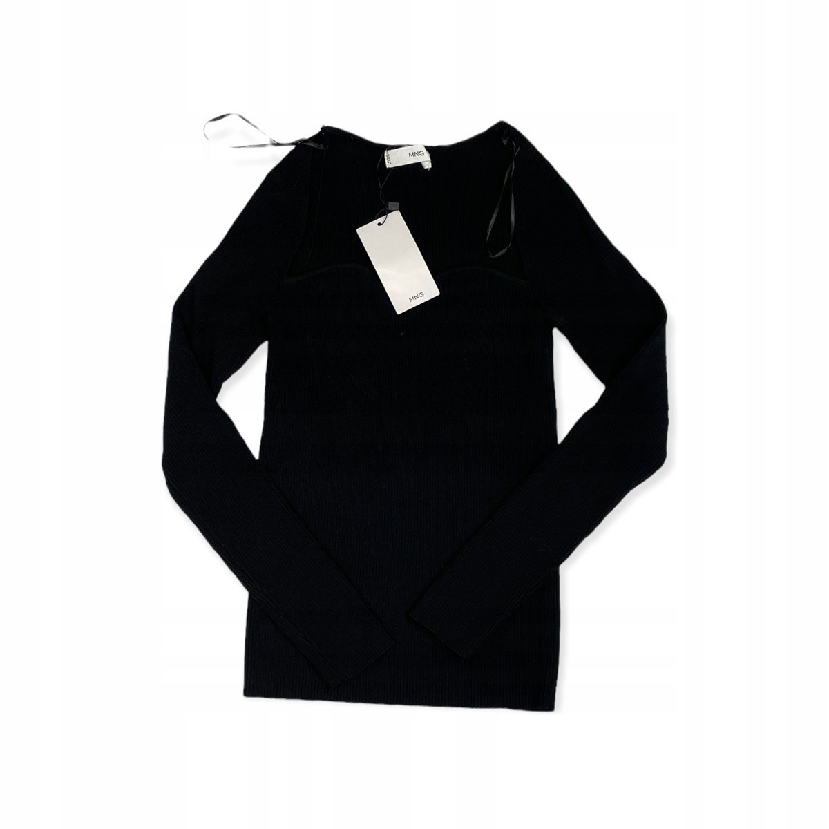 Czarna bluzka damska długi rękaw MANGO XS/S