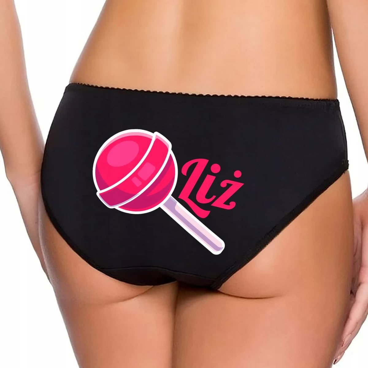 Figi Damskie Majtki Czarne LIŻ Zabawny Prezent Na Walentynki Rozmiar M