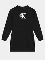Sukienki i spódniczki dla dziewczynek - Calvin Klein Jeans Sukienka dzianinowa Metallic Monogram IG0IG02315 Czarny Regular Fit - miniaturka - grafika 1