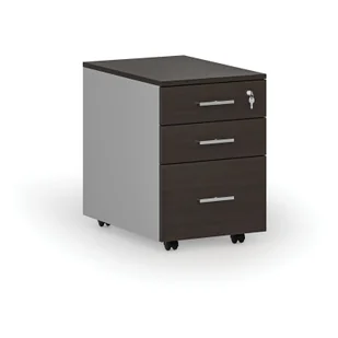 Kontenerek biurowy mobilny na teczki zawieszkowe PRIMO GRAY, 3 szuflady, szary/wenge - Szafki biurowe - miniaturka - grafika 1