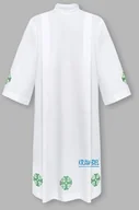Szaty liturgiczne - Alba kapłańska haftowana - krzyż, zielony haft. - miniaturka - grafika 1