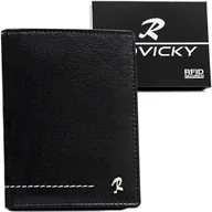 Portfele - ROVICKY Duży pionowy portfel męski ze skóry naturalnej czarny karty gotówka klasyczny prezent ochrona RFID - miniaturka - grafika 1