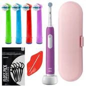 Szczoteczki do zębów dla dzieci - Zestaw Szczoteczka Elektryczna Oral-B Junior Pro 6+ Fiolet + Końcówki Etui - miniaturka - grafika 1