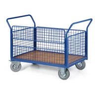 Wózki magazynowe - Wózek platformowy z burtami z siatki, 1200 x 800 mm, nośność 200 kg, koła 125 mm z szarą gumą - miniaturka - grafika 1