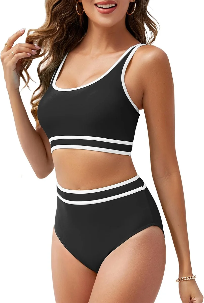 Damski Strój Kąpielowy Bikini Sportowe Push Up Wyszczuplające Czarny M