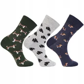 Skarpetki męskie - 3 Pary BAWEŁNIANE Skarpetki Męskie Długie Garniturowe Zwierzęta MORAJ r. 39-42 - miniaturka - grafika 1