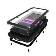 Etui i futerały do telefonów - Wodoodporne Etui Love Mei Sony Xperia 5 Odporne Na Deszcz Szkło Hartowane Mocna Czerń - miniaturka - grafika 1