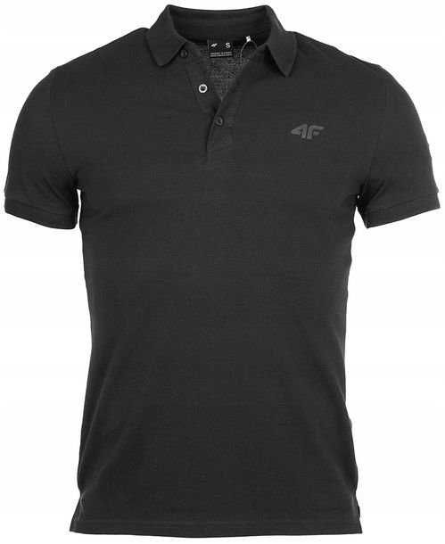 Koszulka Męska Polo 4f Czarna Bawełna T-shirt Czarny Rozmiar M