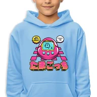 Bluzy dla dziewczynek - Bluza Dziecięca Z Kapturem Niebieska Różowe Tamagochi Wzory -128 Cm (7-8) - miniaturka - grafika 1