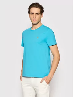 Koszulki męskie - Ralph Lauren Polo T-Shirt 710671438217 Niebieski Slim Fit - grafika 1