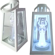 Lampiony i znicze - LATARENKA LED DEKORACYJNA LAMPION ANIOŁEK LATARNIA Z ANIOŁEM NA GRÓB BIAŁA - miniaturka - grafika 1