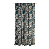 Zasłony - Zasłona zaciemniająca NAVIA - szer. 200 x wys. 280 cm - poliester - wzór liści w kolorze szarym, niebieskim i pomarańczowym - miniaturka - grafika 1