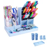 Piórniki - Uchwyt na długopisy - Organizer na biurko - Piórnik - 13 przegródek - Etui na długopisy - Wyjmowany - System przechowywania - Akcesoria biurowe - Nieb - miniaturka - grafika 1
