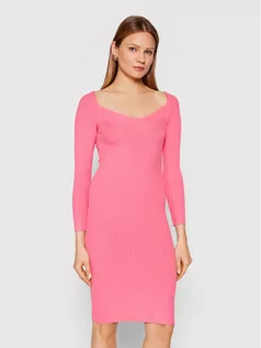 Sukienki - Rinascimento Sukienka dzianinowa CFM0010711003 Różowy Slim Fit - grafika 1