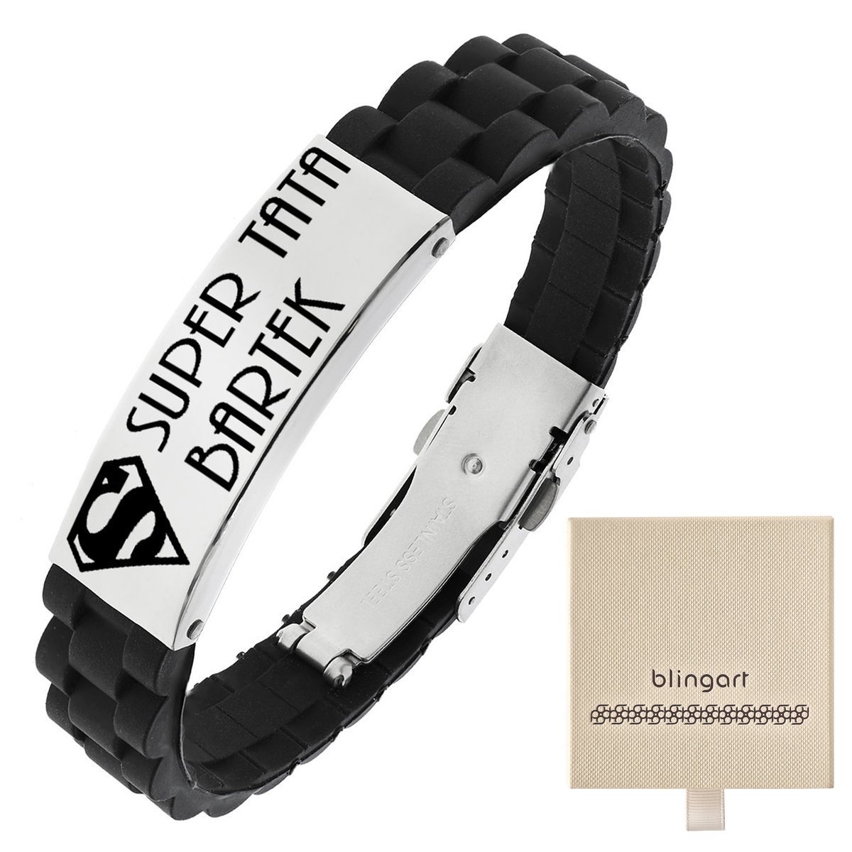 Bransoletka męska z GRAWEREM kauczuk