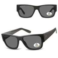 Okulary korekcyjne, oprawki, szkła - Szare prostokątne okulary przeciwsłoneczne z polaryzacją MP195C - miniaturka - grafika 1