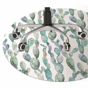 Mata pod fotel ochrona paneli Akwarela kaktusy fi100 cm - Podnóżki, podpórki, podkładki - miniaturka - grafika 1