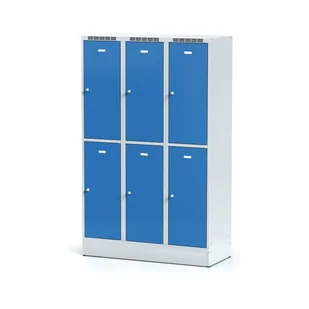 Alfa 3 Metalowa szafka ubraniowa 6-drzwiowa na cokole, drzwi niebieske, zamek obrotowy 1261777 - Szafki BHP - miniaturka - grafika 1