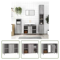 Szafki łazienkowe - The Living Store Szafka łazienkowa szara Sonoma 80x33x60 cm Materiał drewnopochodny - miniaturka - grafika 1