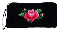 Kosmetyczki, organizery i kuferki - Etui na okulary, kosmetyczka, folk haft łowicki, różowa róża (czarne) - miniaturka - grafika 1