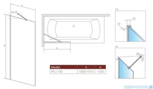 Radaway Modo New Brushed GunMetal Pnj parawan nawannowy 100cm L/P szczotkowany grafit 10006100-92-01 - Akcesoria do armatury i ceramiki - miniaturka - grafika 2