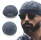 Czapki i chusty sportowe męskie - Czapka DOKERKA krótka leonka bez daszka GRANATOWA Pako Jeans - miniaturka - grafika 1