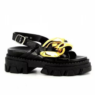 Czarne sandały skórzane na grubej podeszwie CARINII - Carinii - Sandały damskie - miniaturka - grafika 1