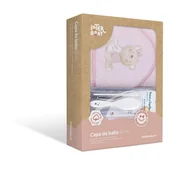 Okrycia kąpielowe dla dzieci - Okrycie kąpielowe 100x100 Love you + szczoteczka i grzebień różowy ręcznik z kapturkiem - miniaturka - grafika 1