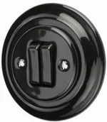 Klawisze i ramki - Włącznik Podtynkowy Ceramiczny Podwójny Czarny - miniaturka - grafika 1