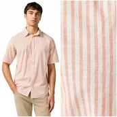 Koszule męskie - Wrangler SHIRT Flamingo koszula bawełniana męska paski krótki rękaw S - miniaturka - grafika 1