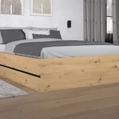 Meble do sypialni - Łóżko ze skrzynią 140 x 190 cm - Naturalny i czarny - LUDARO - miniaturka - grafika 1