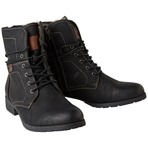 Tom Tailor 3797302, Klasyczne kozaki damskie, Czarny i czerwony, czarny, 38 EU