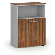 Szafy biurowe - Szafa biurowa kombinowana PRIMO GRAY, 1087 x 800 x 420 mm, szary/orzech - miniaturka - grafika 1