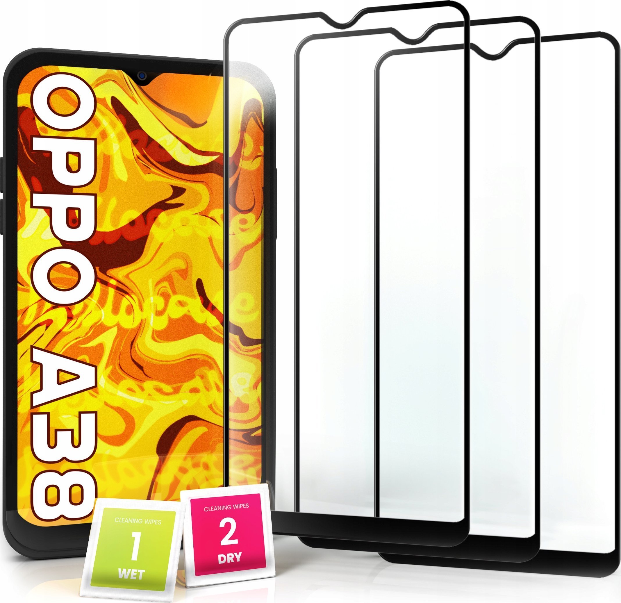 Hello Case 3-pak SZKŁO HARTOWANE DO Oppo A38 na cały ekran 9H ochronne 5D